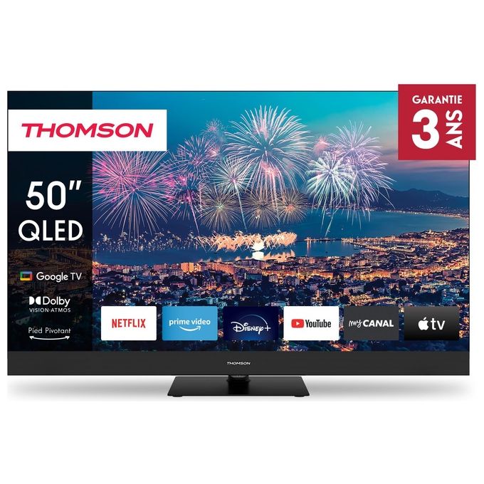 Thomson 50QG6C14 Smart TV QLED 50'' 4K UHD Google TV Dolby Vision Atmos HDR10 Triple Tuner Bluetooth 5.1 colore Nero