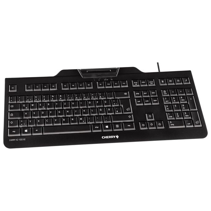 Contour Design JK-A0100DE-2 KC 1000 SC Tastiera Cablata USB con Lettore Smart Card QWERTZ Tedesco 105 Tasti Hub USB colore Nero