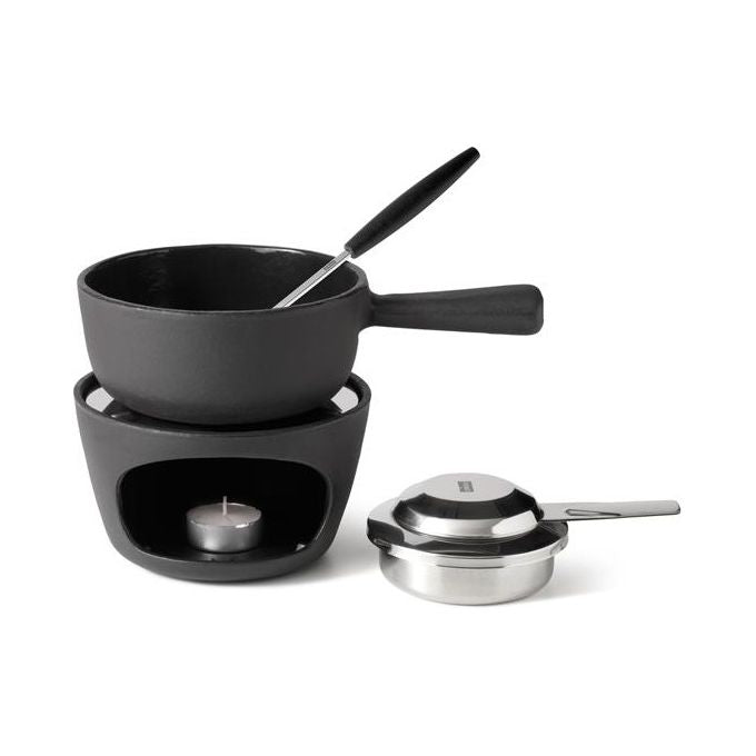Stöckli 8569.80 Choco-Cheese Set per fonduta per cioccolato e formaggio in ghisa diametro 14 cm colore Nero