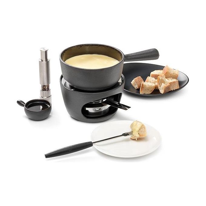 Stöckli 8569.80 Choco-Cheese Set per fonduta per cioccolato e formaggio in ghisa diametro 14 cm colore Nero