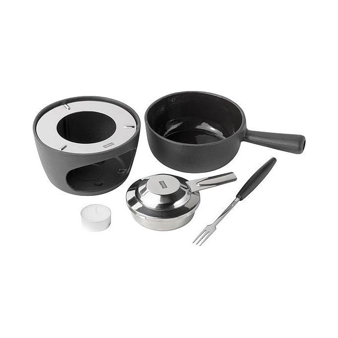 Stöckli 8569.80 Choco-Cheese Set per fonduta per cioccolato e formaggio in ghisa diametro 14 cm colore Nero