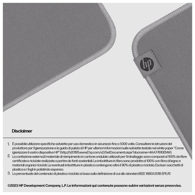 HP 105 Tappetino per Mouse Sanitizable Grigio