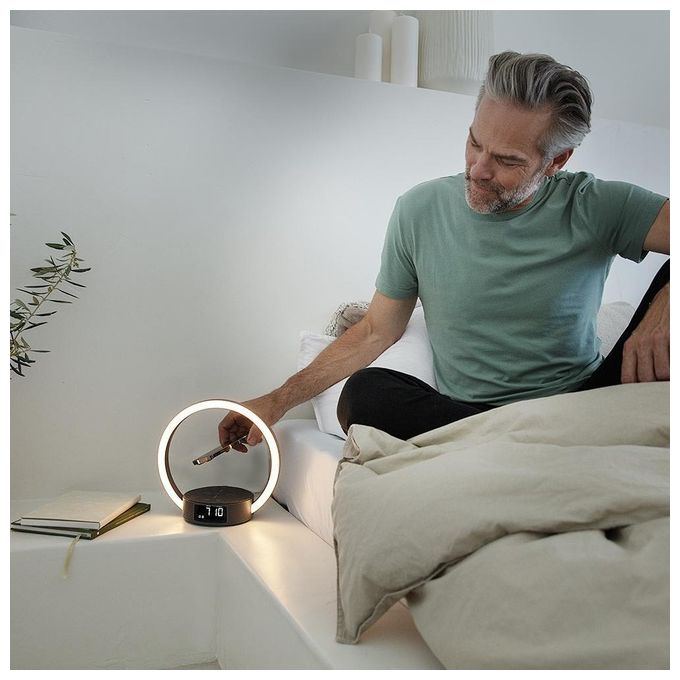 Beurer 10423 Luce sveglia WL 65 Wake up+Charge con simulazione alba e tramonto ricarica wireless 10 W Qi colore Grigio scuro