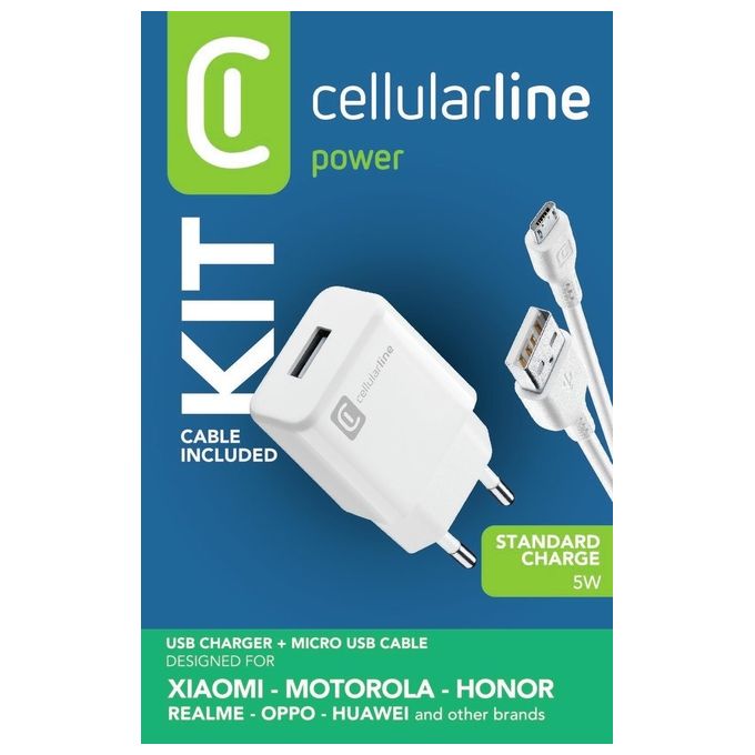 Cellular Line Caricabatteria Rete Usb 5W + Cavo Micro