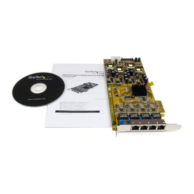StarTech Scheda di rete PCIe Gigabit Power over Ethernet a 4 porte - Adattatore PCI express PSE - POE - NIC