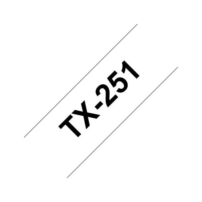 Brother TX-251 Nastro per Etichettatrice Nero su Bianco 24 mm 15 m colore Nero