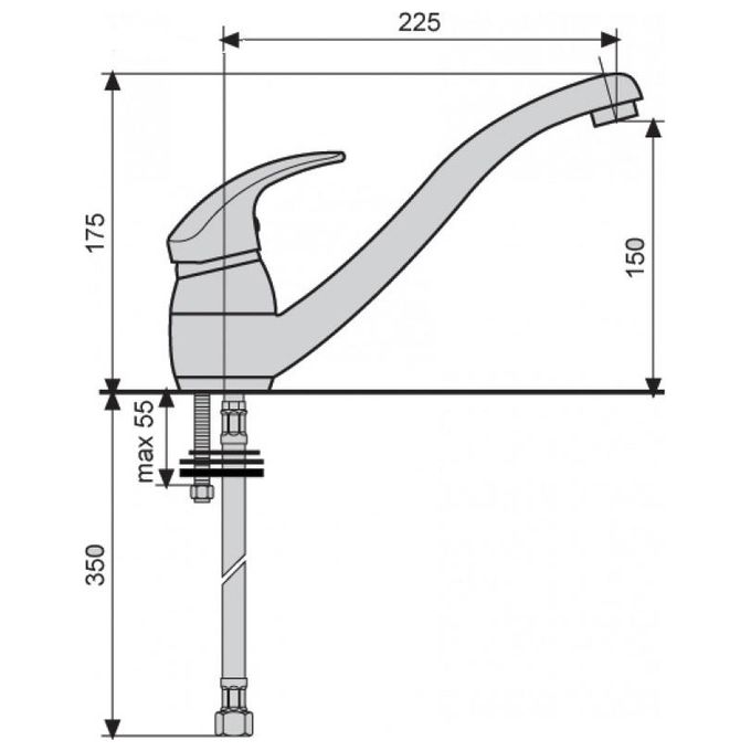Emmevi 7095 Anubis Miscelatore Mono Splitcomando con bocca girevole Grigio-Bianco Antico