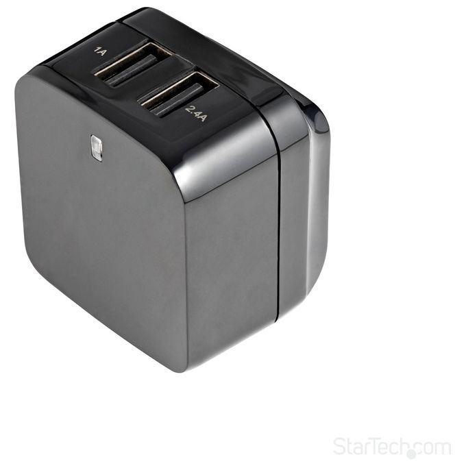 StarTech Caricabatterie da Muro a doppia porta x2 USB ad alta potenza ( 17W - 3.4 Amp ) con prese da viaggio (Internazionale)