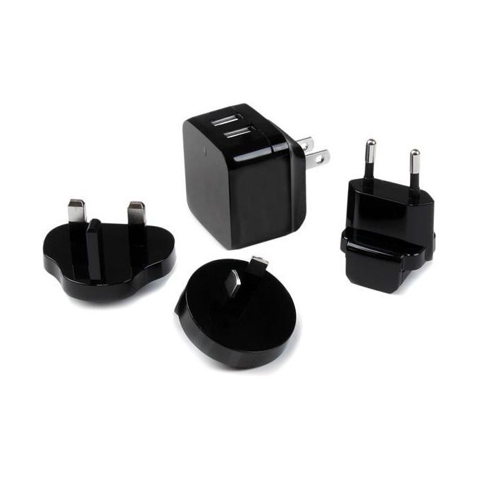 StarTech Caricabatterie da Muro a doppia porta x2 USB ad alta potenza ( 17W - 3.4 Amp ) con prese da viaggio (Internazionale)
