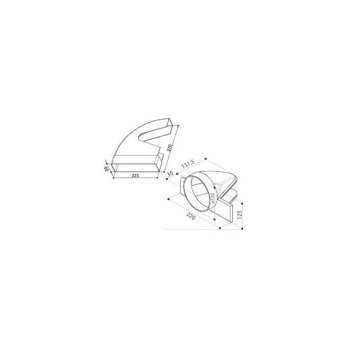 Faber Curva Rettangolare Circolare 90 Reversibile per Cappe