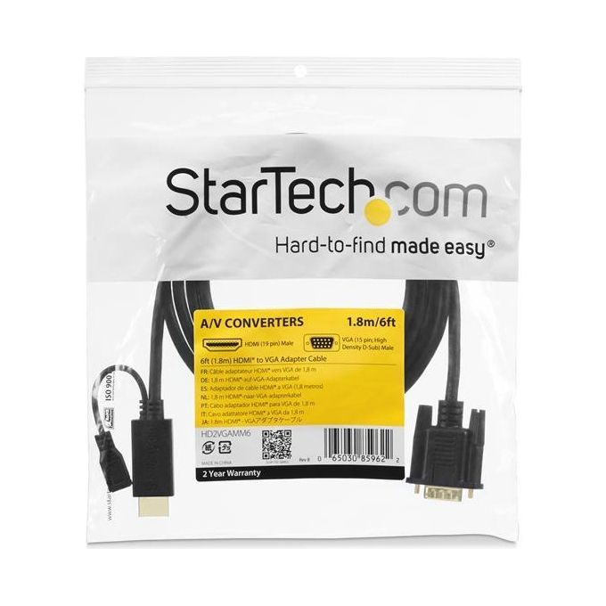 Startech Cavo Convertitore Attivo Hdmi a Vga Adattatore Hdmi a Vga M-M 1920x1200-1080p da 91cm