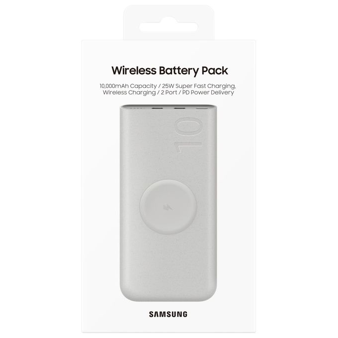 Samsung EB-U2510XUEGEU Power Bank 10000 mAh 25W con Ricarica Wireless e 2 Porte USB-C colore Beige
