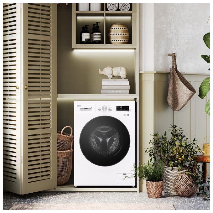 LG F4NX1009NWB Serie X1 - Lavatrice a carica frontale 9 kg, 1400 rpm, Classe A, 6 Motion Direct Drive, Allergy Care, Wi-Fi, (85x60x55 cm), Bianco