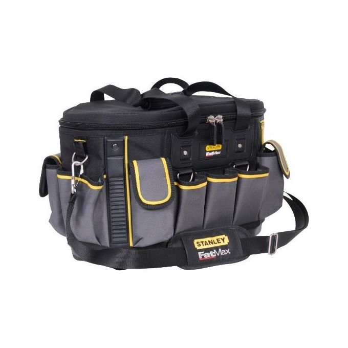 Stanley FMST1-70749 FatMax Borsa Portautensili Semirigida in Nylon 600 Denari con Base Rigida Impermeabile e Tasche Organizzative colore Nero con Dettagli Grigio e Giallo