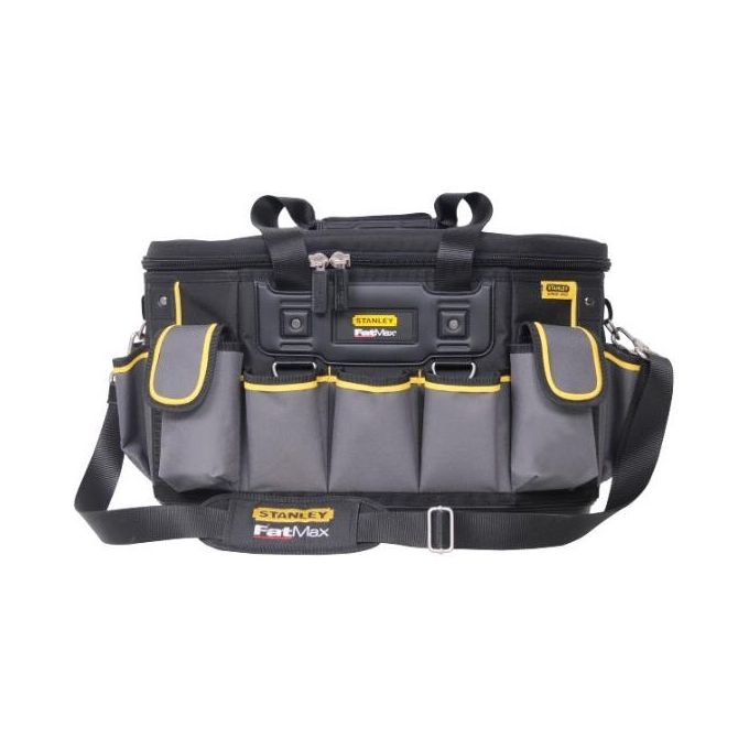 Stanley FMST1-70749 FatMax Borsa Portautensili Semirigida in Nylon 600 Denari con Base Rigida Impermeabile e Tasche Organizzative colore Nero con Dettagli Grigio e Giallo