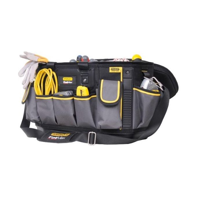 Stanley FMST1-70749 FatMax Borsa Portautensili Semirigida in Nylon 600 Denari con Base Rigida Impermeabile e Tasche Organizzative colore Nero con Dettagli Grigio e Giallo