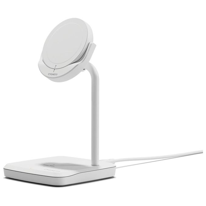 Cygnett CY5099BUNCP ChargeBase Base di Ricarica Wireless Qi2 2 in 1 15W iPhone AirPods colore Bianco