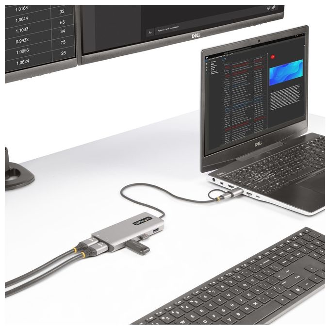 StarTech.com 167B-USBC-MULTIPORT Adattatore Multiporta USB-C Doppio HDMI 4K30Hz Hub USB-A 3 Porte 5Gbps Cavo 40 cm colore Argento