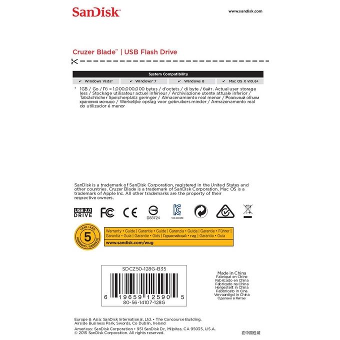 Sandisk Cruzer Blade 128 Gb