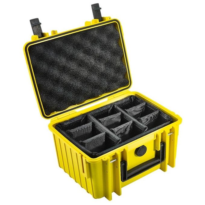 BandW Cases 2000-Y-RPD Type 2000 Custodia Protettiva con Divisori Regolabili e Sigillo Ermetico IP67 colore Giallo
