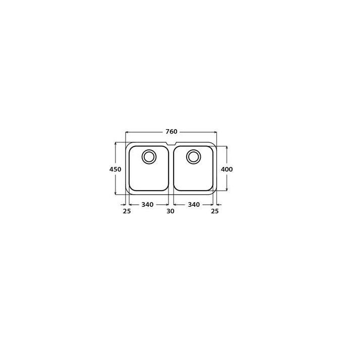 Apell FE4040UBC Serie Ferrara Lavello Inox spazzolato da incasso Sottopiano 2 Vasche 76x45cm