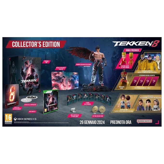 Bandai Namco 116809 Tekken 8 Collector's Edition Gioco Xbox Series X 32 Combattenti Grafica Next-Gen Heat System Colore Nero