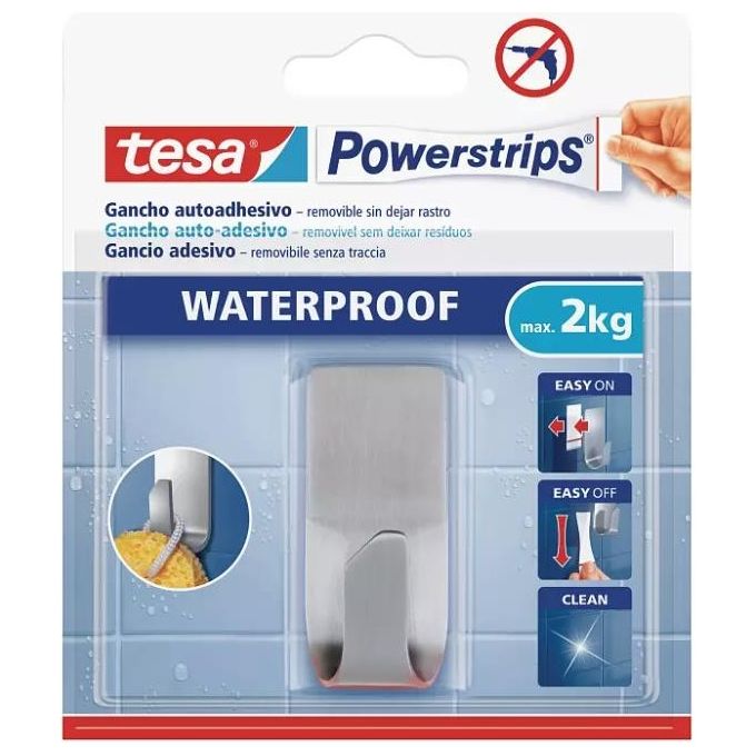 Tesa Gancio Appenditutto in Acciaio Powerstrips Waterproof
