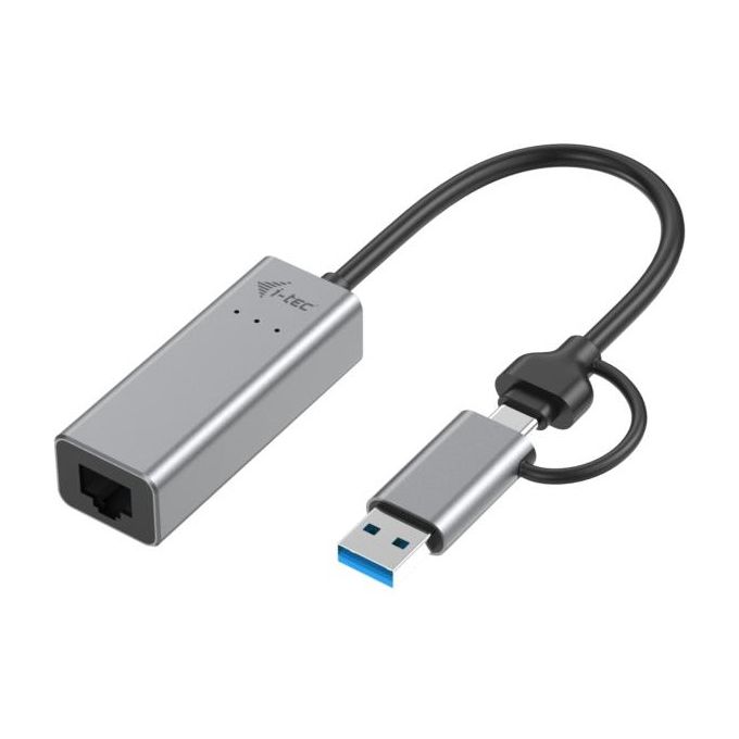 I-tec C31METAL25LAN Metal USB-C-USB-A 2.5Gbps Ethernet Adapter Velocita' fino a 2500 Mbit-s Compatibile con Thunderbolt 3-4 colore Grigio