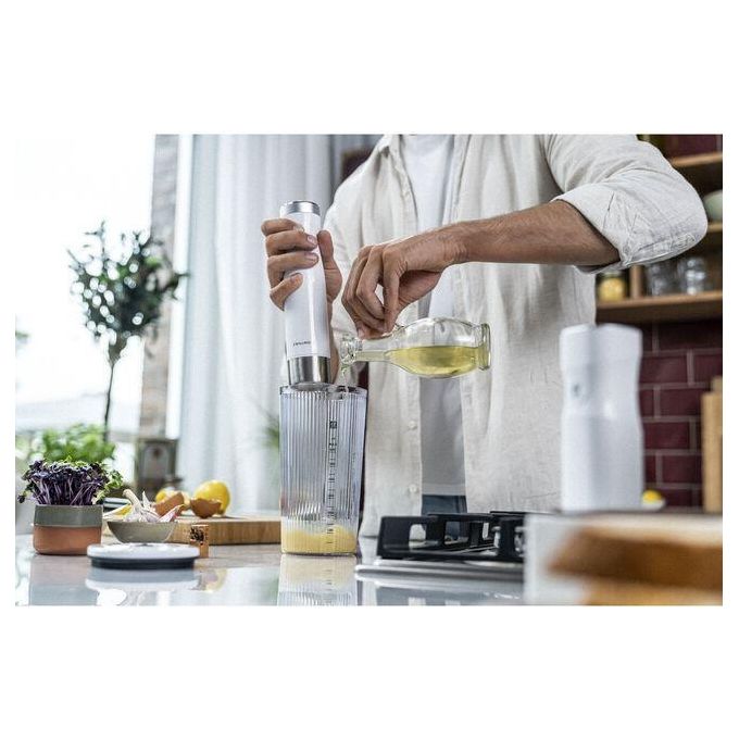 ZWILLING 1021604 Enfinigy Frullatore a Immersione 800W 9 Velocita' Regolabili Funzione Pulse Lama Piranha in Acciaio Inossidabile Bicchiere 600 ml colore Bianco