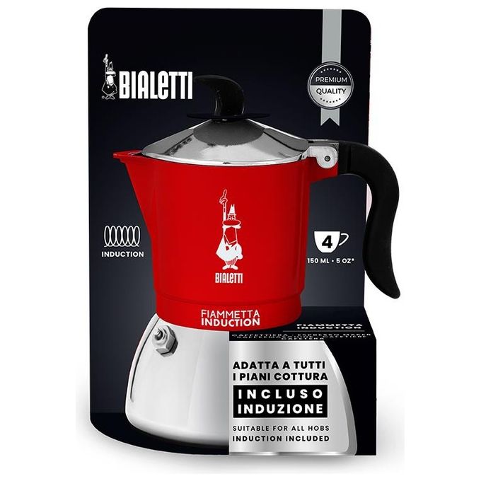 Bialetti 0007144 Fiammetta Moka per Induzione 4 Tazze colore Rosso