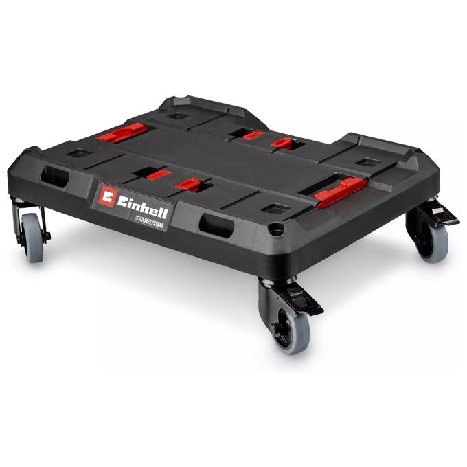 Einhell 4540041 E-Case Carrellino Porta Valigette con Ruote Gommate e Freni 120 Kg Peso Massimo Punti Fissaggio Cinghie Ruote Smontabili colore Nero