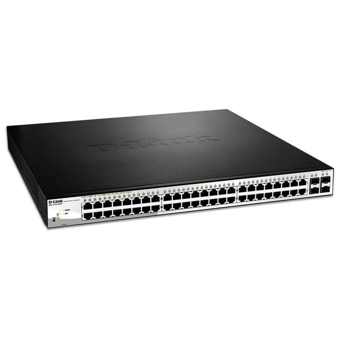D-Link DGS-1210-52MP Switch Gestito L2 con 48 Porte Gigabit Ethernet PoE e 4 Porte SFP colore Nero Grigio