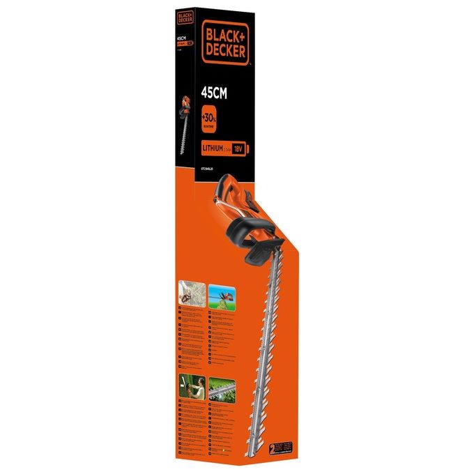 Black+Decker Tagliasiepi a Batteria Litio 18V 2.0Ah 45cm per Potature Efficaci e Maneggevoli nel Giardino