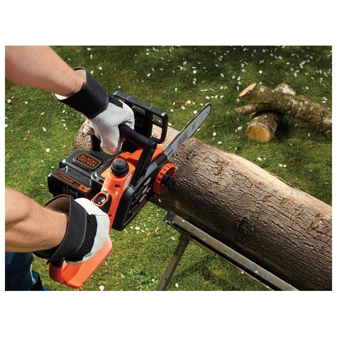 Black+Decker Elettrosega per Potatura a Batteria Litio Ricaricabile 18 v 2,0 ah Barra cm 25