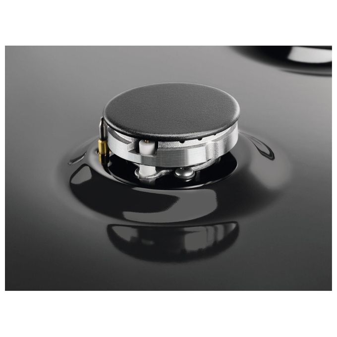 Electrolux PN750RUV Serie 300 Piano cottura a gas 75 cm 5 fuochi Wok Bruciatore Tripla Corona Sicurgas colore Nero Ghisa