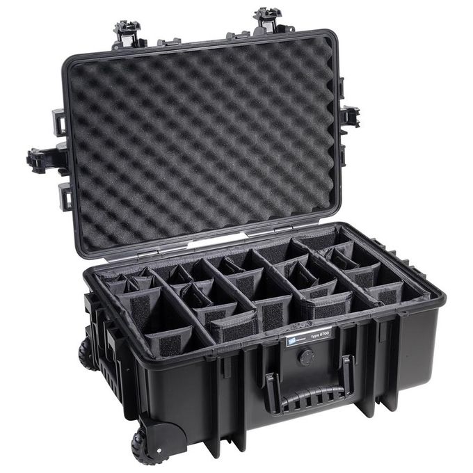 BandW INTERNATIONAL 6700-B-RPD Outdoor Cases Tipo 6700 Custodia Rigida con Sistema Divisorio Ruote e Maniglia Telescopica IP67 colore Nero