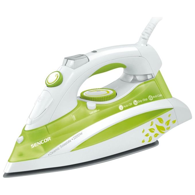 Sencor SSI 8440GR Ferro da stiro a vapore 2200W suola in ceramica 380 ml vapore 120 g-min Anti-Calc Drip-Stop colore Verde