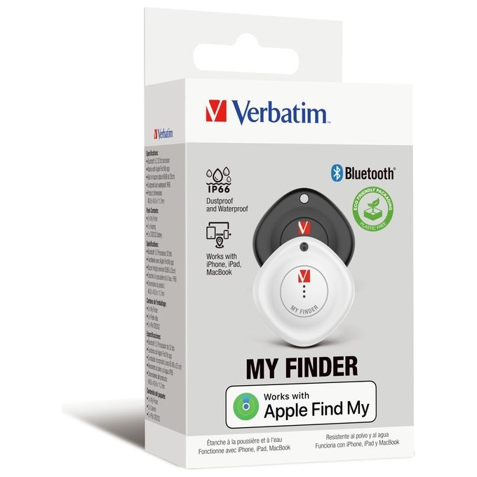 Verbatim 32131 My Finder Cercatore Bluetooth 5.2 NFC IP66 colore Nero Bianco