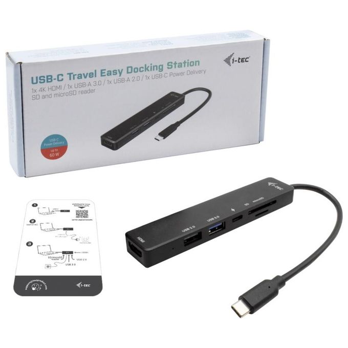 I-tec C31TRAVELEASYDOCKPD USB-C Travel Easy Dock 4K HDMI Power Delivery 60 W 1x USB 3.2 1x USB 2.0 SD microSD colore Nero