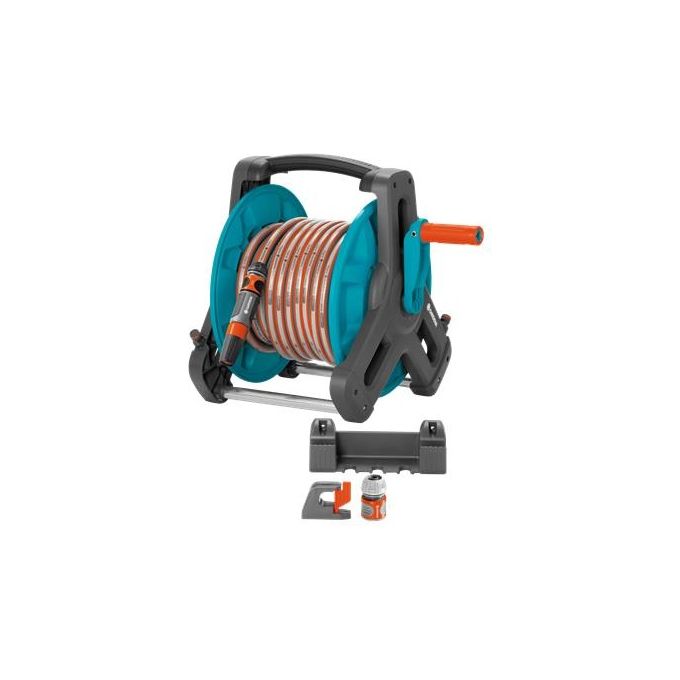Gardena 8009-20 Classic 50 Set Avvolgitubo a Parete Manuale 20 m tubo 13 mm capacita' 50 m colore Nero Verde