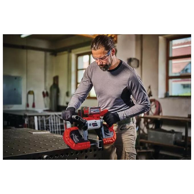 Einhell 4504216 Power X-Change Sega a nastro a batteria 18 V altezza taglio 115 mm larghezza taglio 127 mm luce LED cambio lama rapido colore Nero