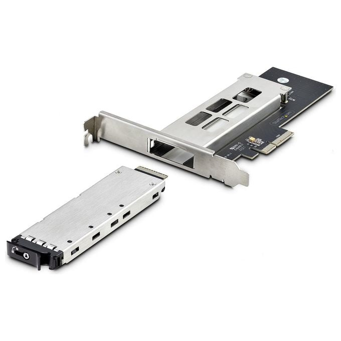 StarTech M2-REMOVABLE-PCIE-N1 Mobile Rack per SSD M.2 NVMe a PCIe x4 Installazione Senza Attrezzi Hot Swap Blocco con 2 Chiavi Incluse colore Argento e Nero