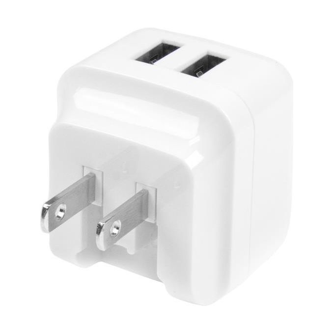 StarTech.com Caricabatterie da Muro a doppia porta x2 USB ad alta potenza ( 17W - 3.4 Amp ) con prese da viaggio (Internazionale) Bianco