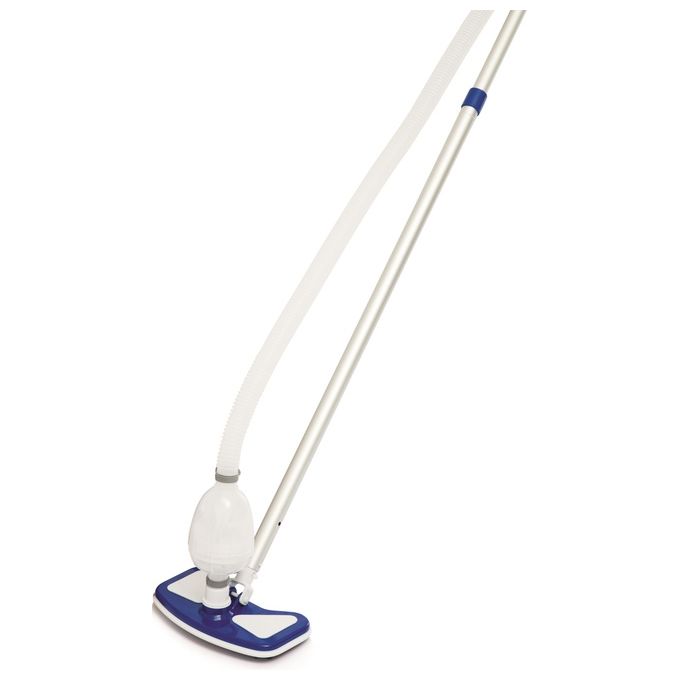 Bestway 58237 Flowclear Deluxe Kit Manutenzione Piscina Skimmer Spazzola Retino Asta 279 cm Tubo 7.5 m colore Blu Bianco