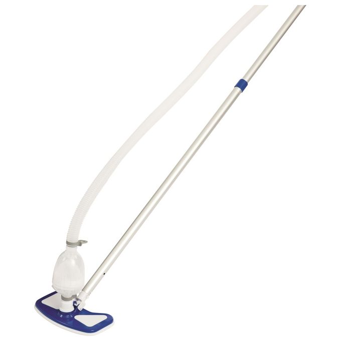 Bestway 58237 Flowclear Deluxe Kit Manutenzione Piscina Skimmer Spazzola Retino Asta 279 cm Tubo 7.5 m colore Blu Bianco