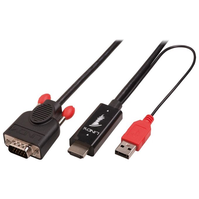 Lindy Cavo e Adattatore Video 2mt HDMI VGA Nero