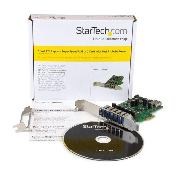 Startech Scheda Espansione PCI Express USB 3.0 a 7 Porte con Profilo Basso e Standard Alimentazione Sata