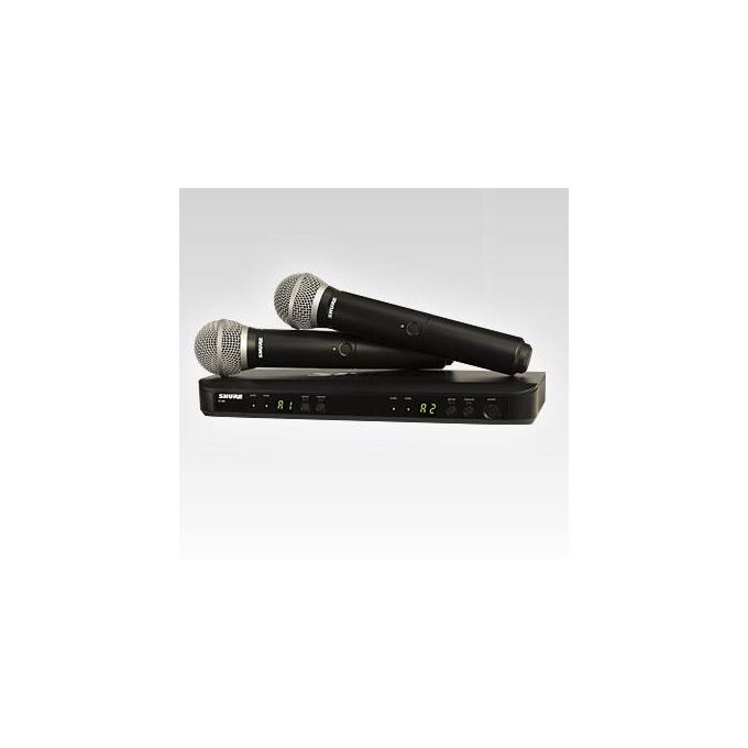 Shure BLX288E-PG58-M17 BLX Sistema Radiomicrofonico Wireless Dual Canale 2 Microfoni PG58 100m QuickScan colore Nero