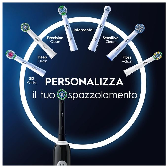 Oral-B PRO SERIES 1 Spazzolino elettrico oscillante ricaricabile 3 modalita' timer 2 min 2 testine colore Nero