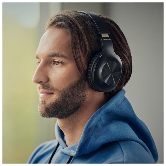 Panasonic RB-HX220BDEK Cuffie Over Ear Wireless Bluetooth 5.0 Extra Bass Driver 40 mm Autonomia 23 ore Pieghevoli colore Nero